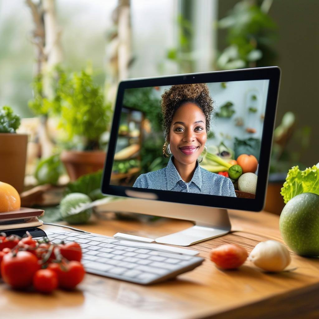 registered dietician on a tele-health computer video call